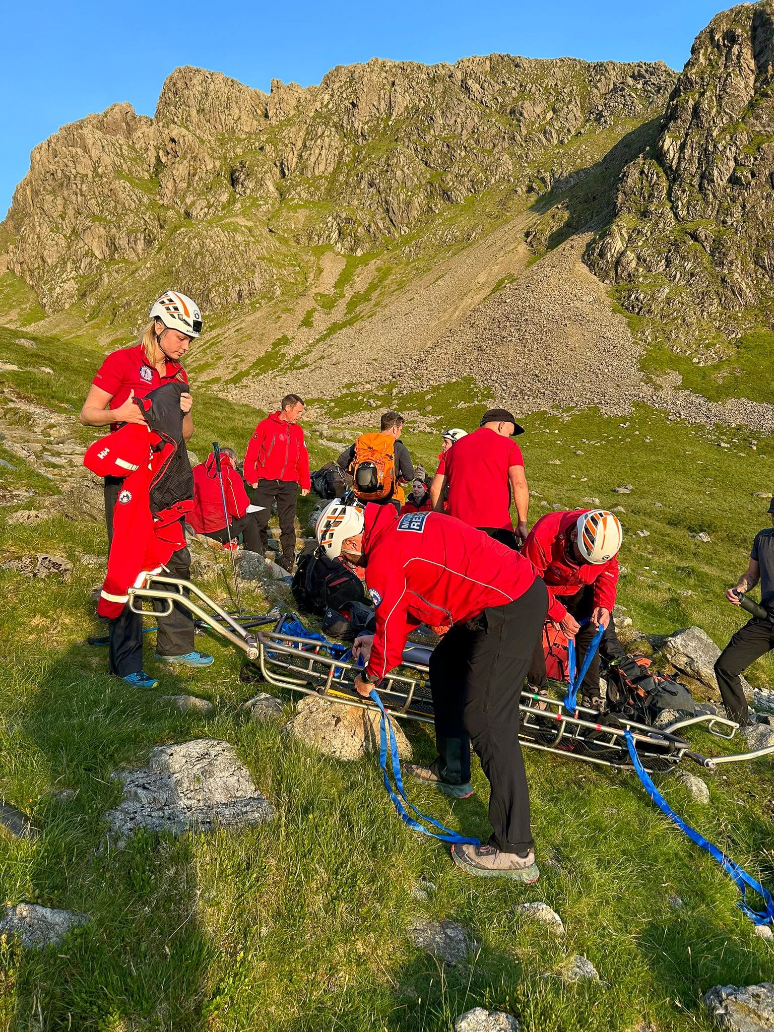Rescue team in a mountainous area
